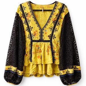 Free People Yellow and Black Women's Top